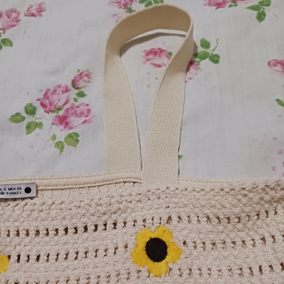 ZARA Crochet Daisy Sunflower Cropped Tube Tank Women's Size Small - Picture 4 of 7